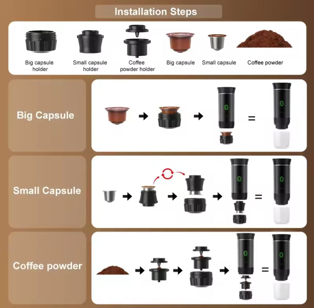3-in-1 Portable Wireless Espresso Maker for Travel