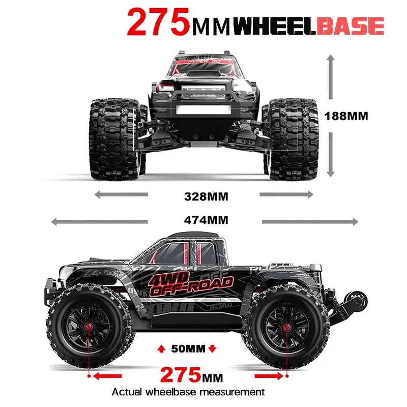 MJX 10208 Upgraded V2 Monster Super Large 4WD Brushless 1/10 High Speed RC Professional Bigfoot Off road Remote Control Vehicle