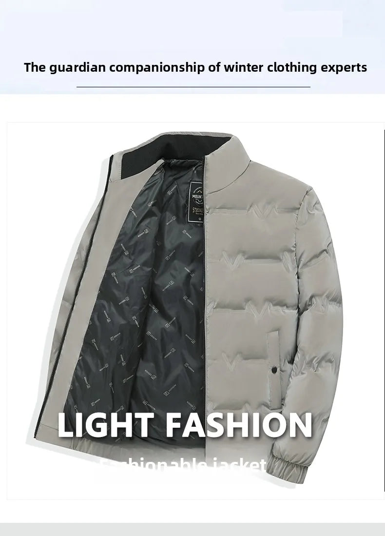 Top Grade Men's 2025 New Bubble Puffer Parka Jacket Windbreaker Coats Short Stand Collar Thickened Quilted Outerwear