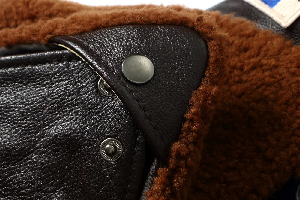 Dark Brown Winter Pilot Leather Jacket Men Military Style Europe Size Genuine Natural Thick Cowhide G1 Flight Leather Coat