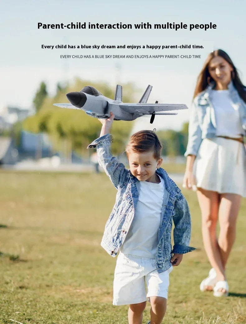 F35 Remote Control Foam Glider | Colorful LED Lights | 2-Channel RC Plane | Fixed Wing Model | Best Kids Toy