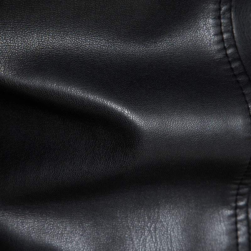 2024 Leather Men's New Trend Fashion Spring And Autumn Stand Collar Comfortable Slim Leather Jacket Handsome Youth Coat