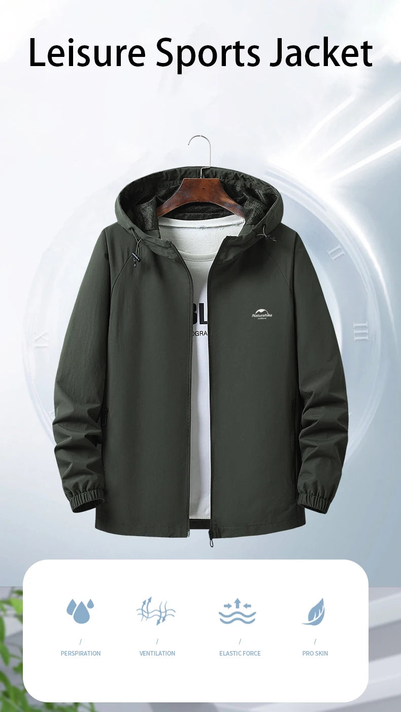 Naturehike Windbreaker Men Tactical Jacket Waterproof Outdoor Hooded Coat Sports Military European Field Climbing Thin Outwear