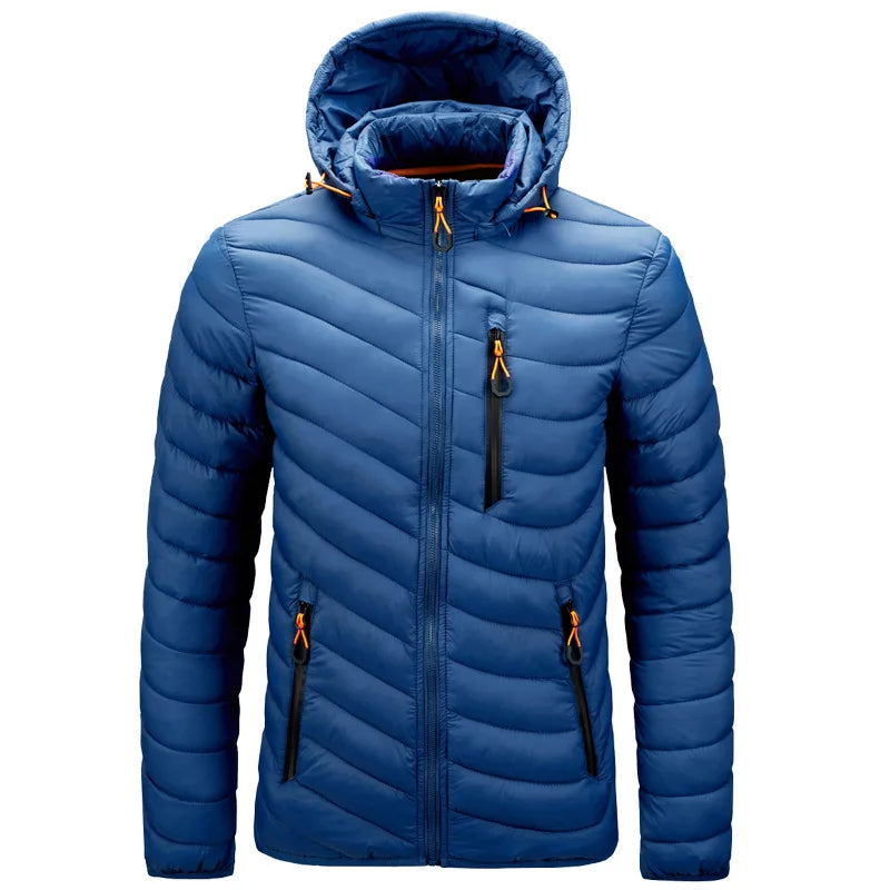 2025 Winter New Men's Lightweight Detachable Hood Cotton Jacket Male Parkas Warm Outdoor Coat Casual Plus Size