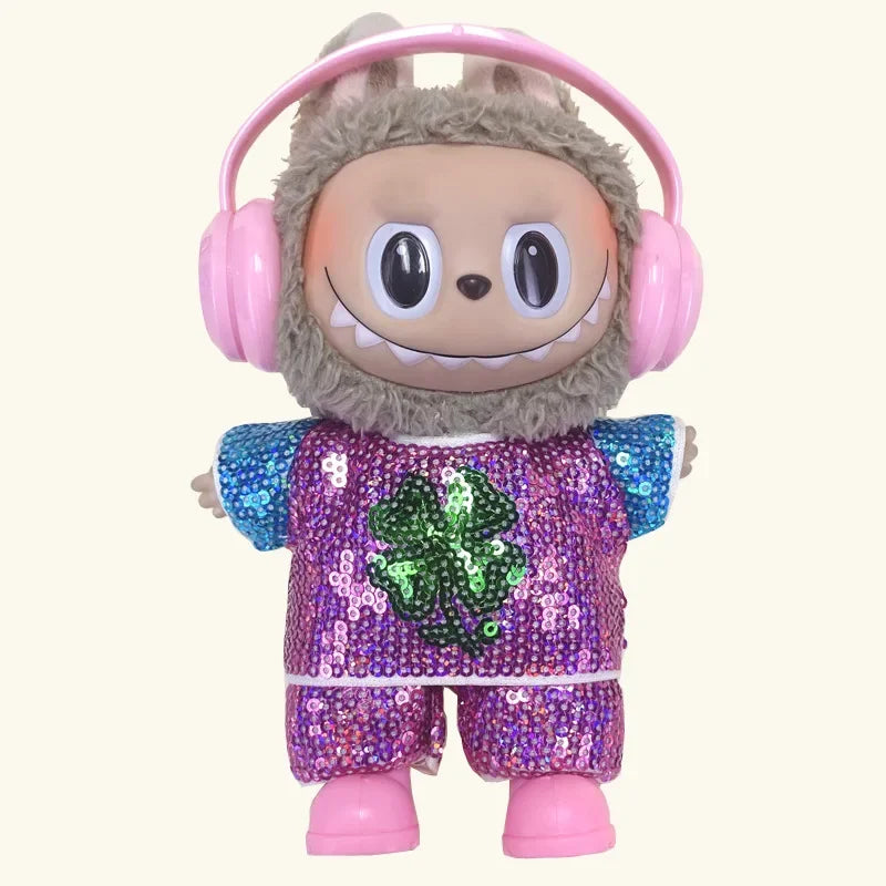 LABUBU clothes Handmade sequined outfit, two-piece jacket and trousers LABUBU accessories Headphones Shoes accessories (no dolls
