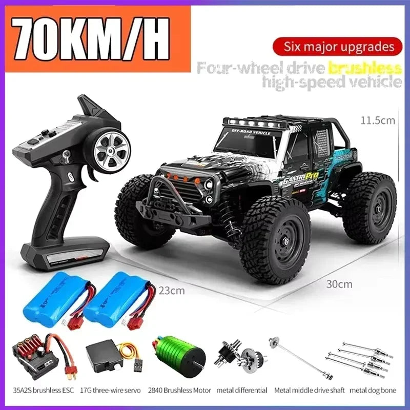 1:16 70km/h Super Brushless 50km/h Brushed RC Car 4x4 Off Road Remote Control High Speed Drift Racing Truck Toy Kids Adults