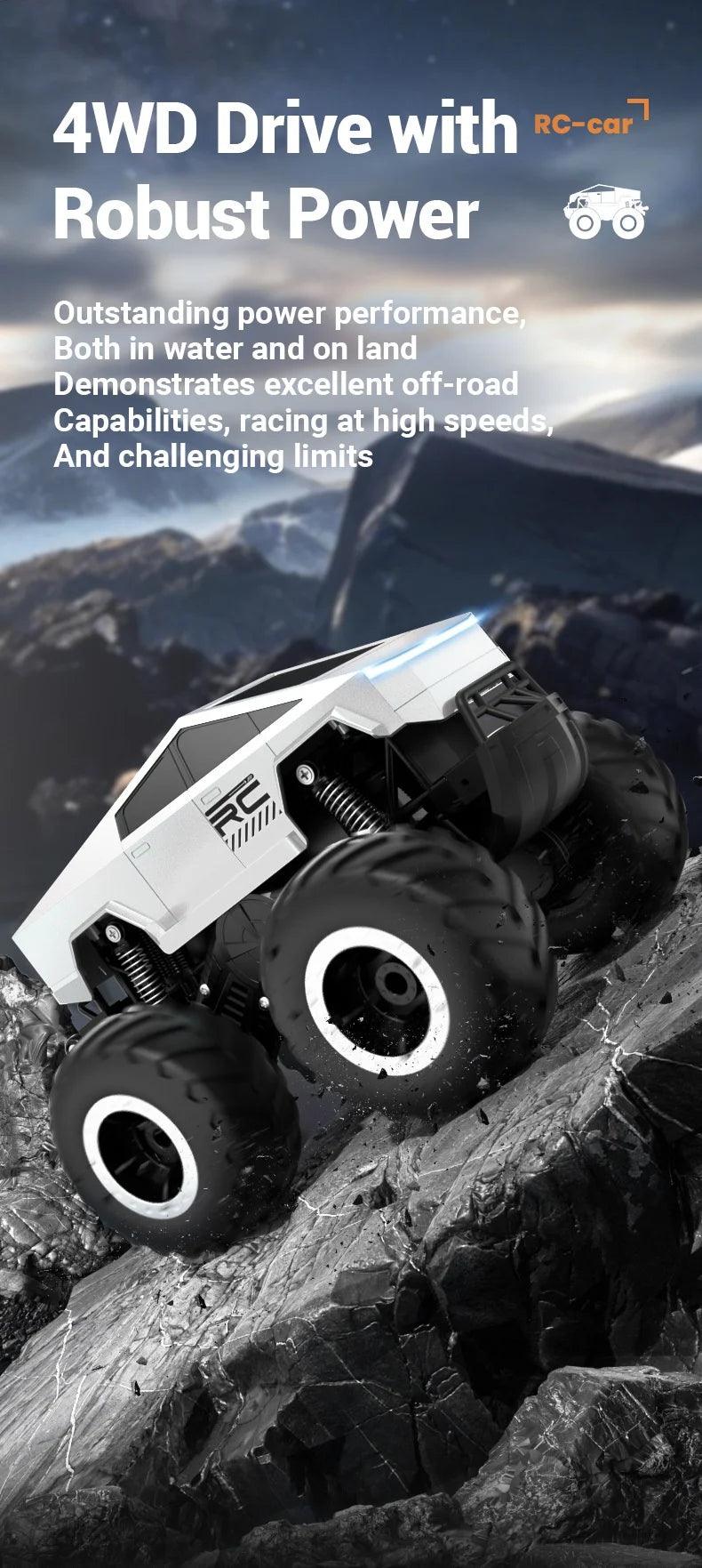 JJRC 1:18Q185 Amphibious RC Crawler 4WD Waterproof Off-Road Stunt Car 2.4GHz Kids Remote Control Toy All-Terrain Water Land Gift
