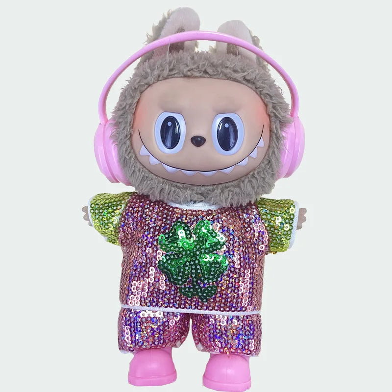 LABUBU clothes Handmade sequined outfit, two-piece jacket and trousers LABUBU accessories Headphones Shoes accessories (no dolls