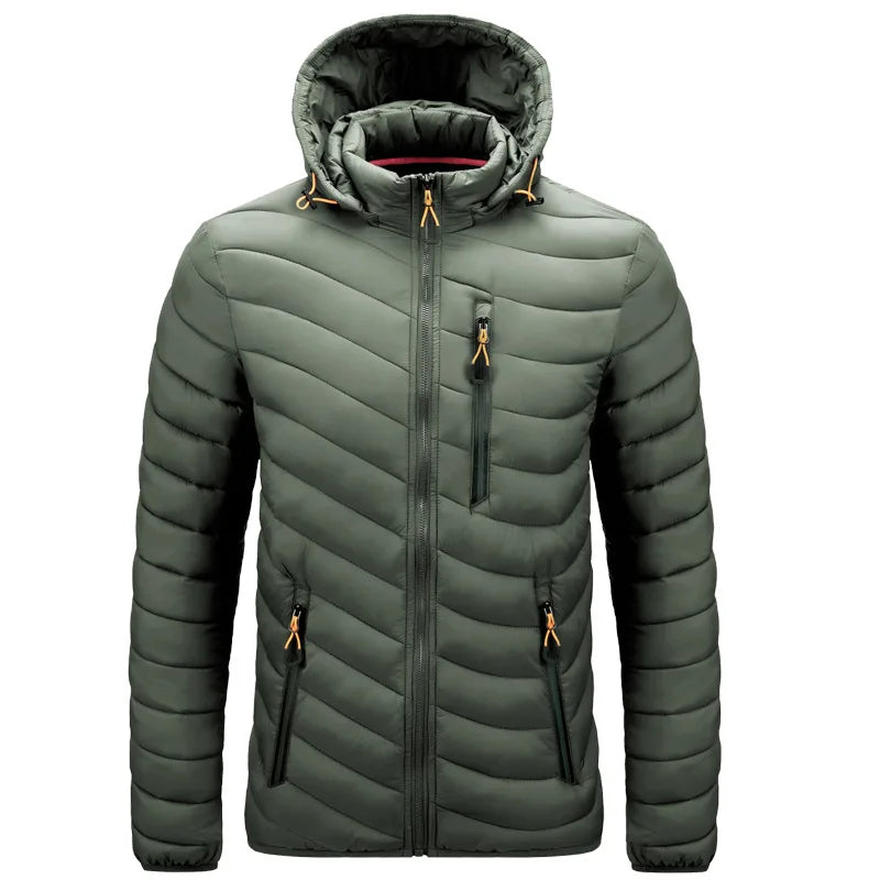 2025 Winter New Men's Lightweight Detachable Hood Cotton Jacket Male Parkas Warm Outdoor Coat Casual Plus Size