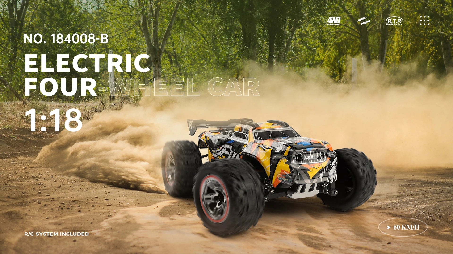Wltoys 184008 1/18 Scale 2.4G RC Car Brushless Motor ESC 4WD Off-Road High Speed 60Km/H 3-in-1 Racing Toy for Boys
