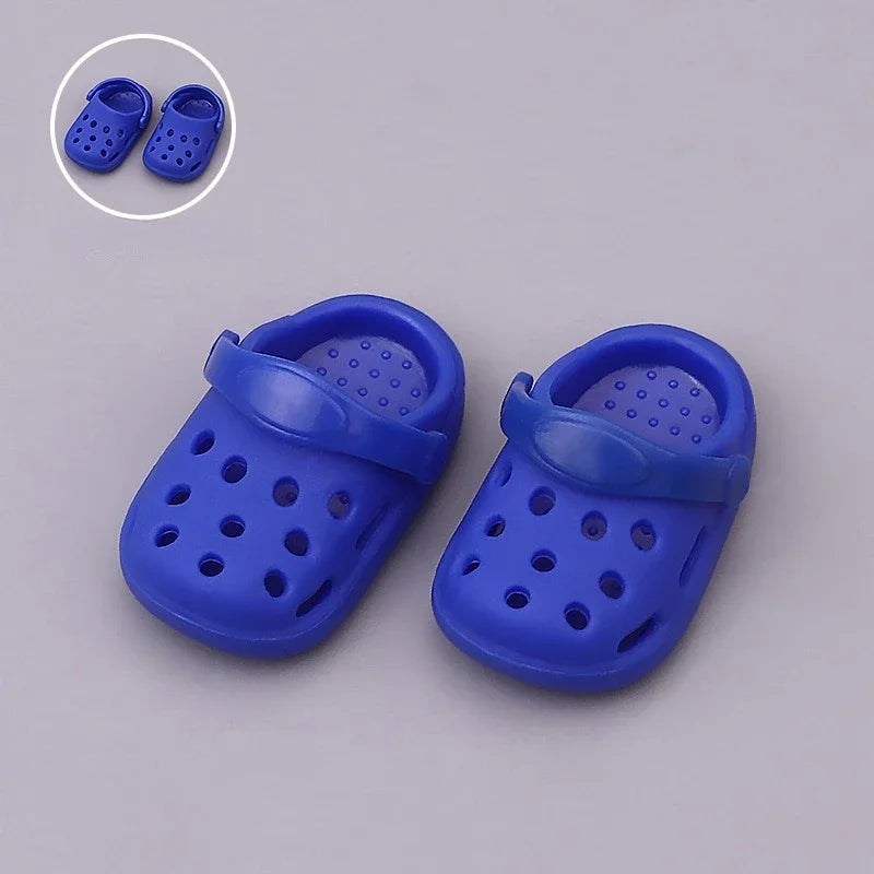 Kawaii Macaron Colored Perforated Shoes For 17cm Labubu V1 V2 V3 With Adjustable Hole Shoes For Ladbubu Dolls Accessories