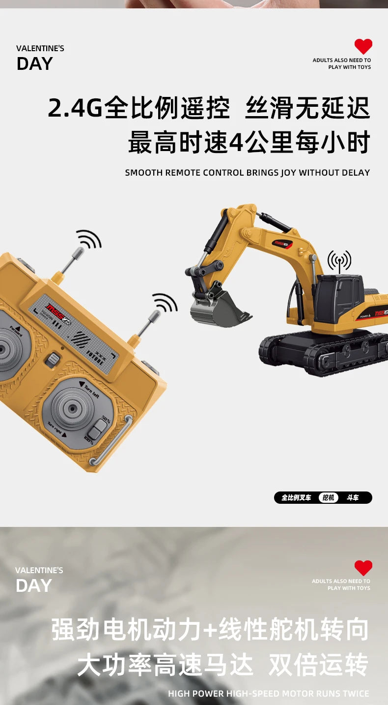 New 1:64 Alloy Remote Control Mine Truck Full Proportional Control Simulated Headlights Realistic Details Desktop Toy Boys Gift