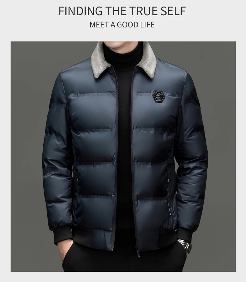 Top Grade Middle-aged Men Bubble Puffer Windbreaker Coat Parka Jacket Winter Plus Velvet Thickened Short Outerwear