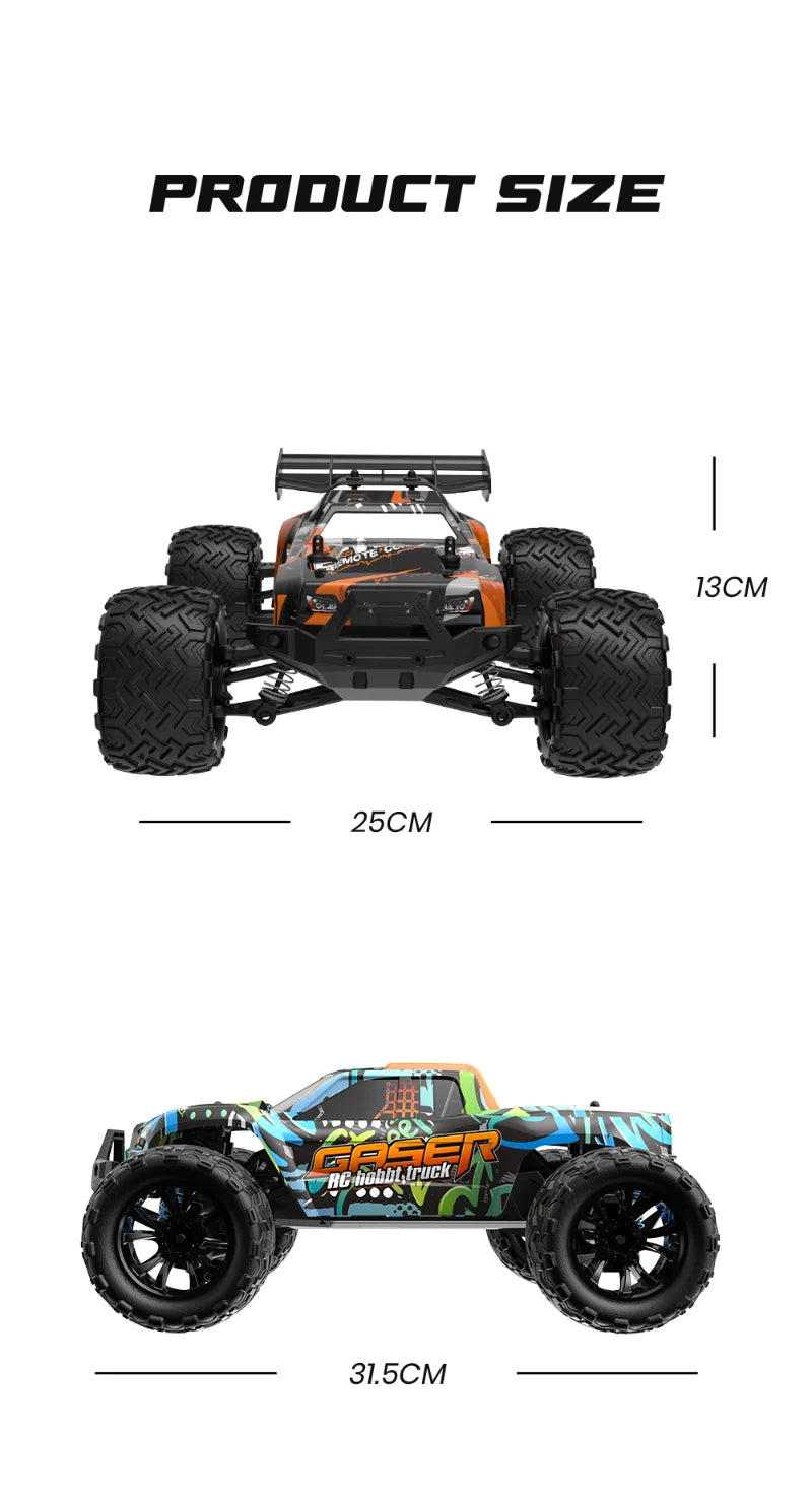 1:14 4WD RC Car Toy - 4x4 Off Road Drift Racing, 45KM/h Super Brushless High Speed - Waterproof Remote Control Truck for Kids