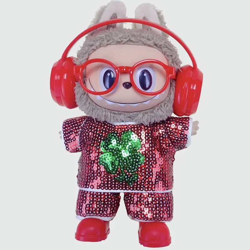 LABUBU clothes Handmade sequined outfit, two-piece jacket and trousers LABUBU accessories Headphones Shoes accessories (no dolls