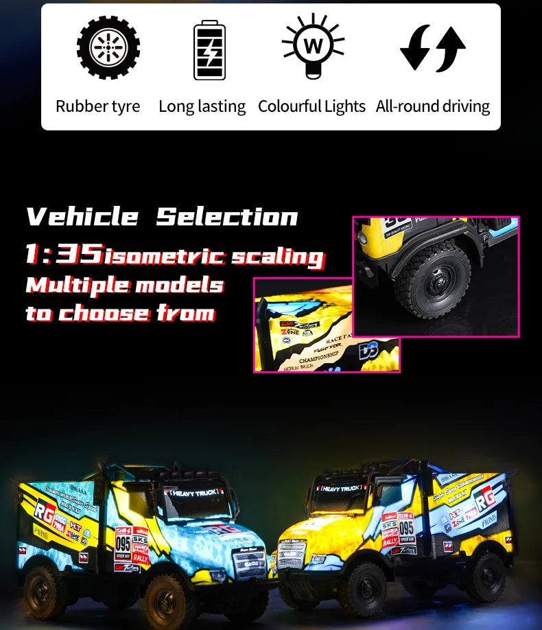 Remote Control Heavy Duty Race Trucks Rally Inspired Climbing Off-Road Vehicle With Lights Electric Models Kids Birthday Gifts