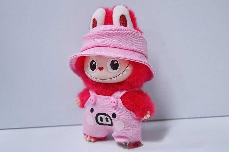 Overalls Clothes for Labubu V4 Clothing for Labubu 4.0 The Monsters Pin for Love Series Doll Outfit Fisherman Hat Parts
