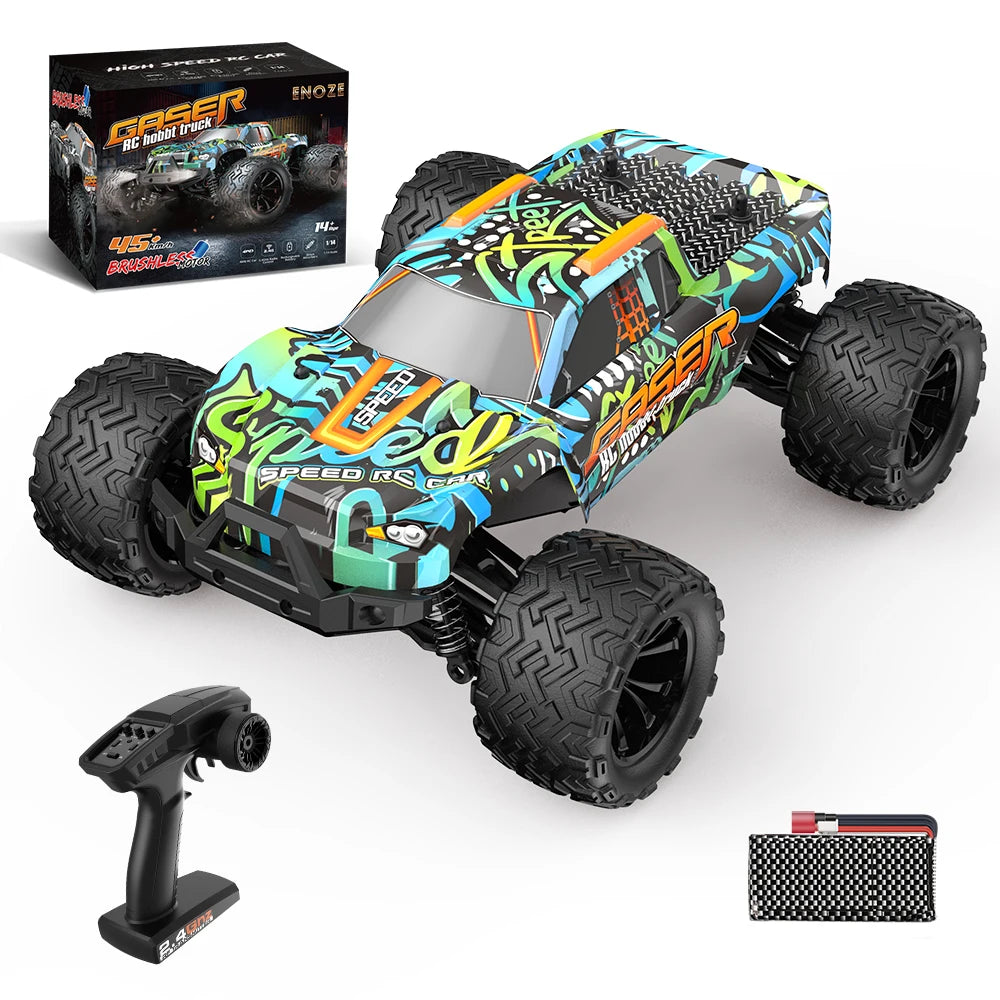 1:14 4WD RC Car Toy - 4x4 Off Road Drift Racing, 45KM/h Super Brushless High Speed - Waterproof Remote Control Truck for Kids