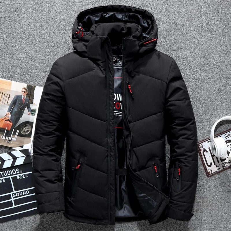Winter Thickened Men's Down Jacket Men Warm Windproof Parkas Travel Detachable Hat Casual Lightweight Skiing Puffer Jacket Male