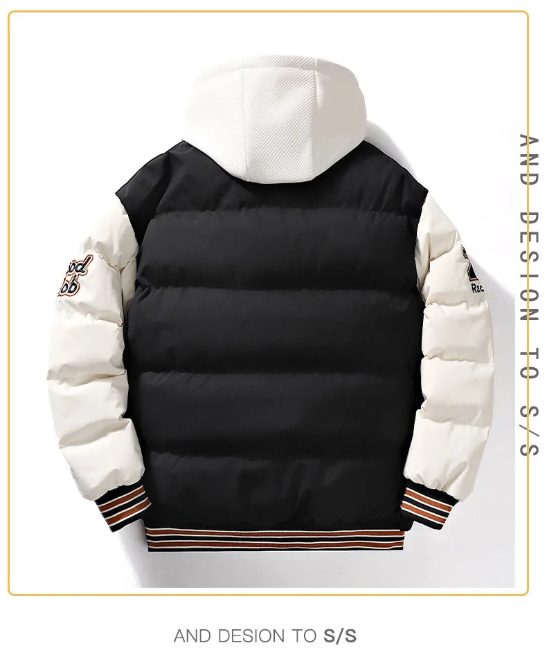 Supzoom New Arrival Casual Embroidery Mens Winter Trendy Fake Two-piece Hooded Bread Suit Couple Cotton-padded Jackets And Coats