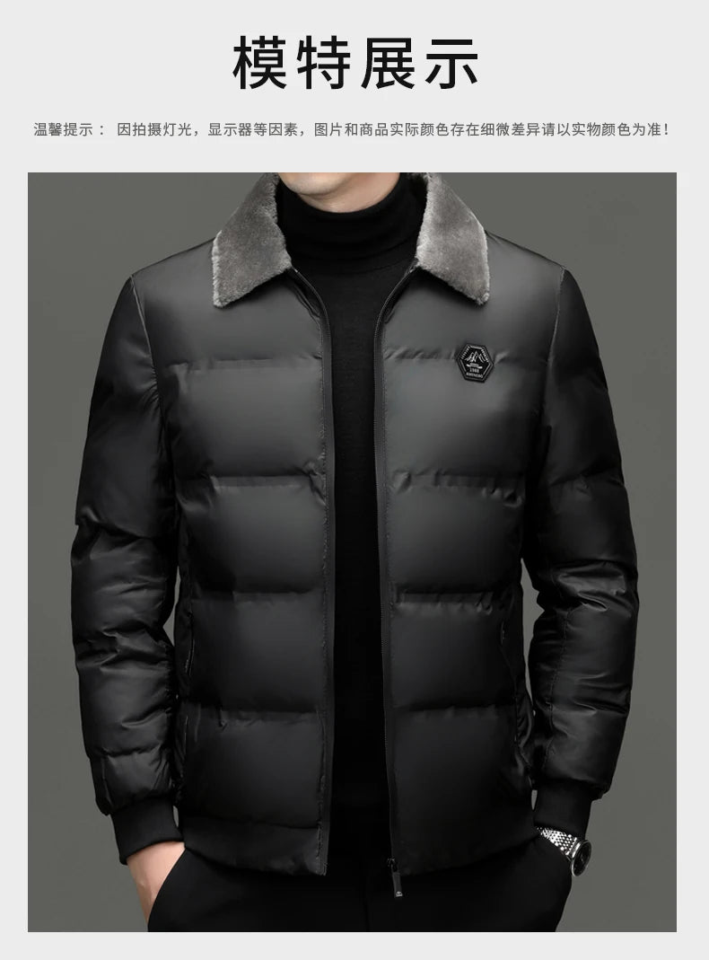 Top Grade Middle-aged Men Bubble Puffer Windbreaker Coat Parka Jacket Winter Plus Velvet Thickened Short Outerwear