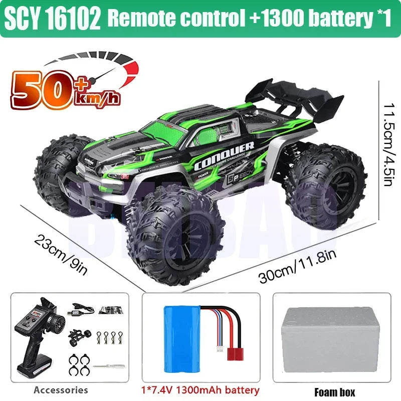 SCY 1:16 70KM/H OR 50KM/H 4WD RC Cars with LED Remote Control Cars High Speed Drift Monster Truck for Kids VS WLtoys 144001 Toys