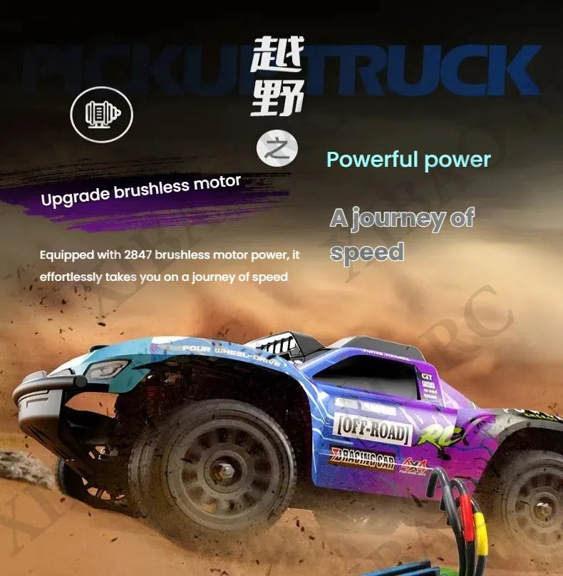Rc Car Off Road 4x4 High Speed 70KM/H Remote Control Car with LED Headlight Brushless 4WD 1/16 Monster Truck Toys for Boys Gift