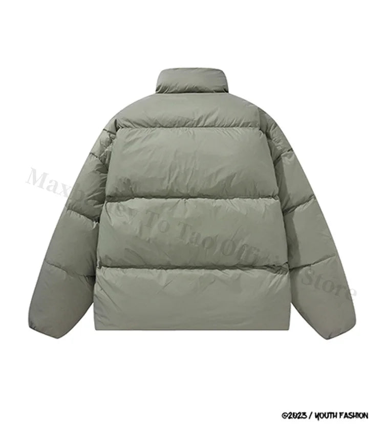 COMXZ Luxury Down Jacket Stand Collar Fake Two-Piece Cold Protection Coat Hiking Travel Winter Wear Lightweight Puffer Jacket