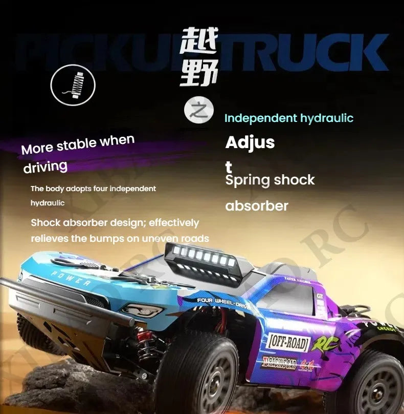 Rc Car Off Road 4x4 High Speed 70KM/H Remote Control Car with LED Headlight Brushless 4WD 1/16 Monster Truck Toys for Boys Gift