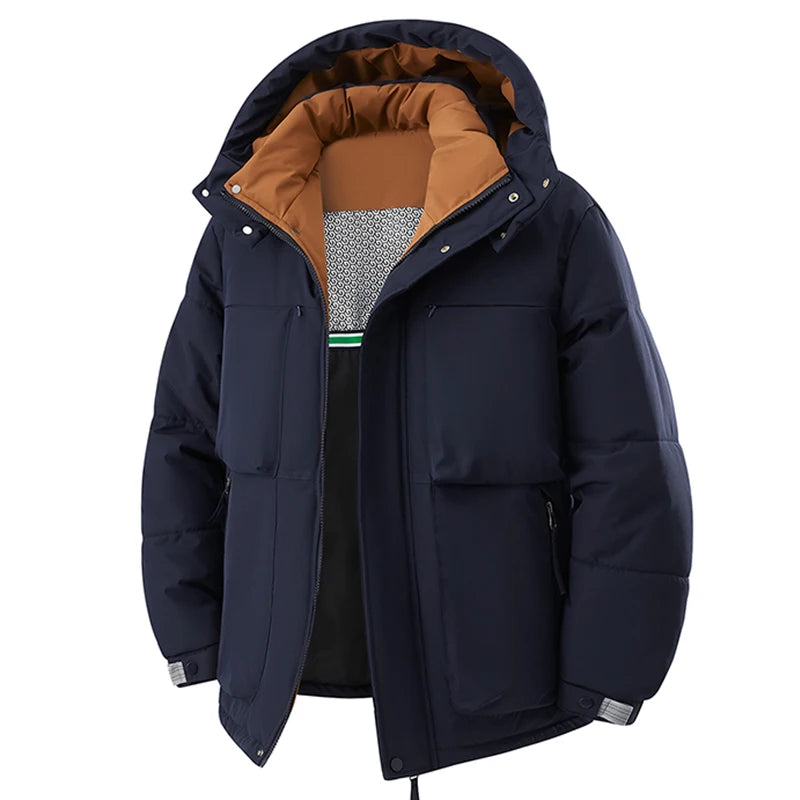 Winter Man Windproof Casual Puffer Jacket Men Thicken Outdoor Detachable Hat Jacket Man Multi Pocket Loose Parka Windbreaker 8XL