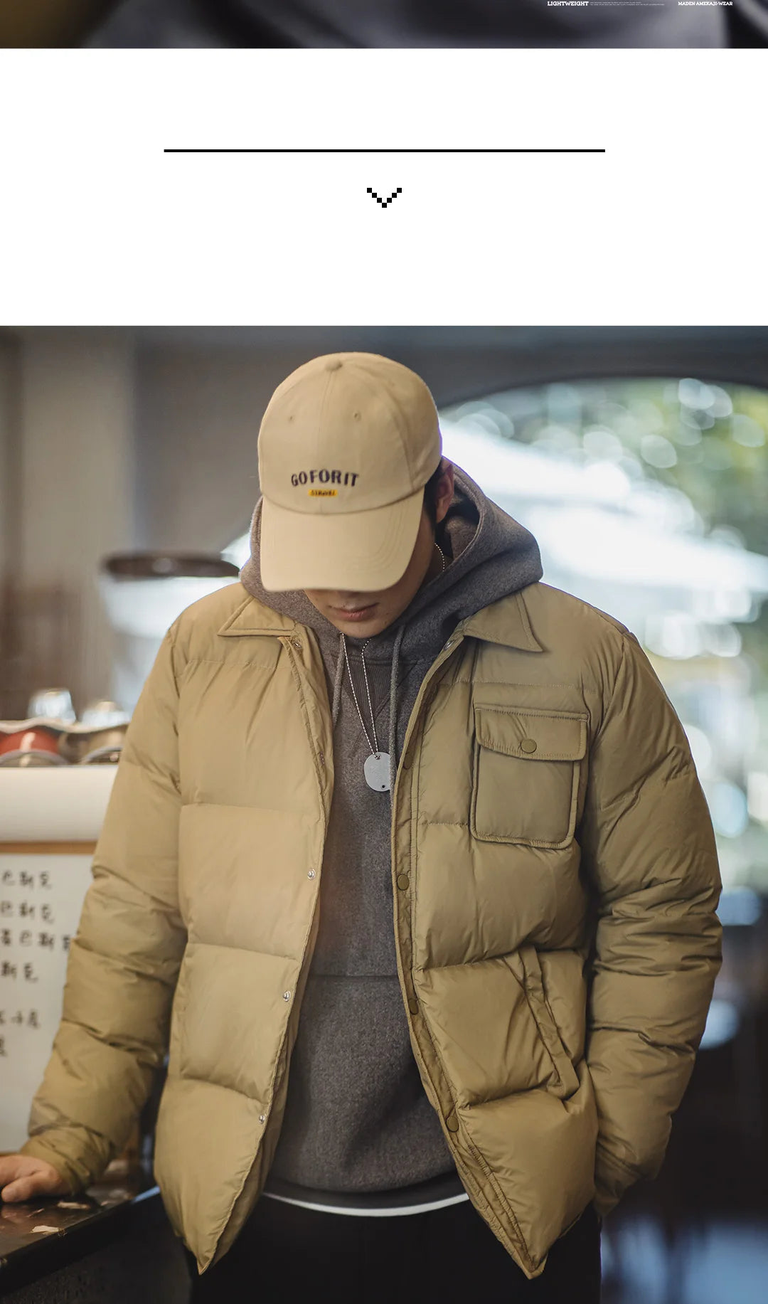 Maden Casual 90% White Duck Down Jacket Lightweight Warm Cold-resistant Single-breasted Lapel Puffer Jacket Men Winter Outerwear