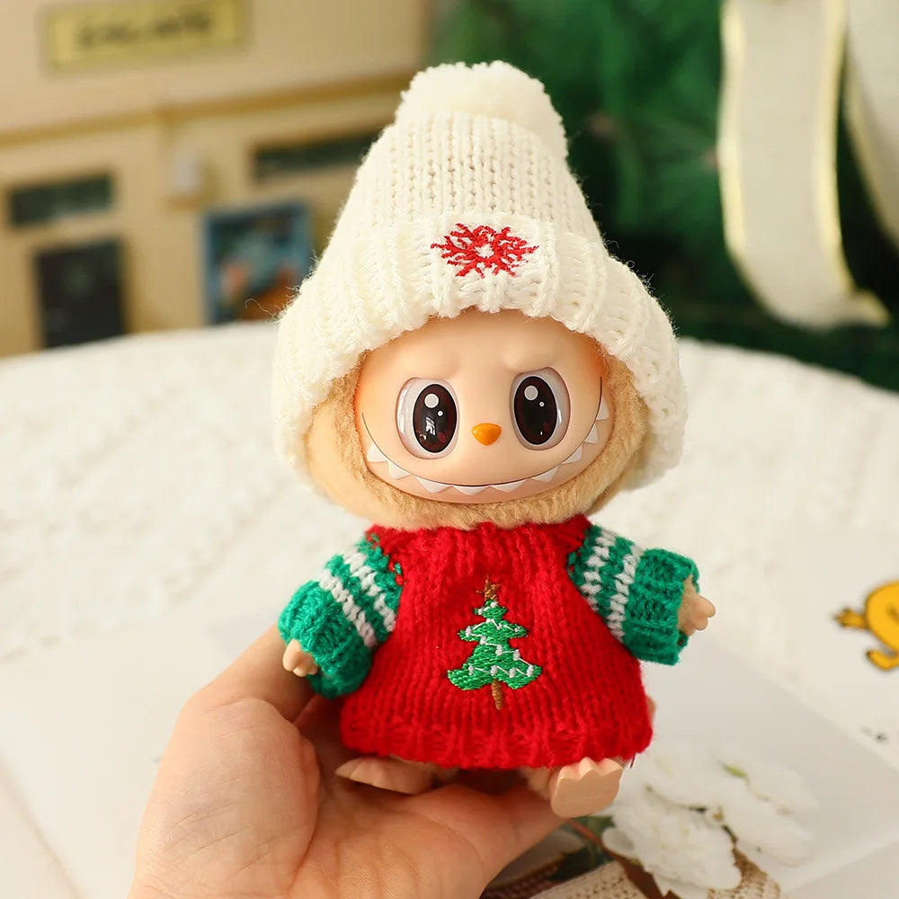 1 Set 17cm Labubu Christmas Baby Clothes Snowman Elk Santa Claus Outfit For 1st 2nd 3rd Gen Doll Xmas Holiday Gift