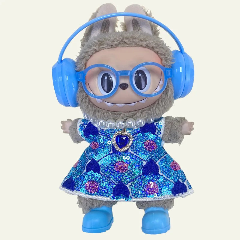 LABUBU clothes Handmade sequined outfit, two-piece jacket and trousers LABUBU accessories Headphones Shoes accessories (no dolls