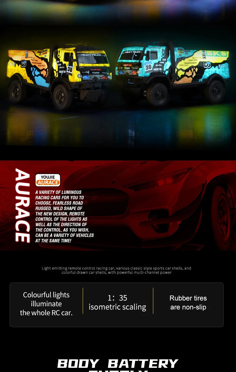 Remote Control Heavy Duty Race Trucks Rally Inspired Climbing Off-Road Vehicle With Lights Electric Models Kids Birthday Gifts