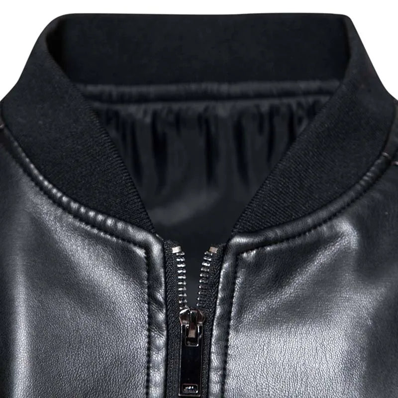 2024 Leather Men's New Trend Fashion Spring And Autumn Stand Collar Comfortable Slim Leather Jacket Handsome Youth Coat