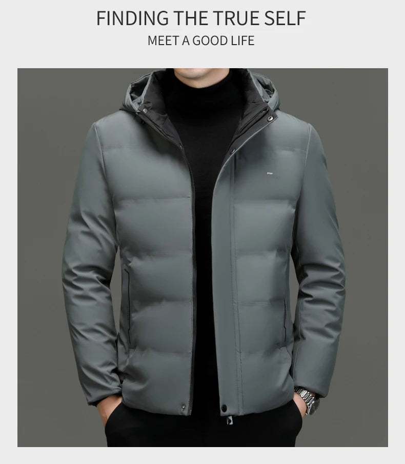 Top Grade Thicken Fashion Hooded Winter Warm Outerwear Designer Business Parka Coat Mens Newest Jacket Windbreaker