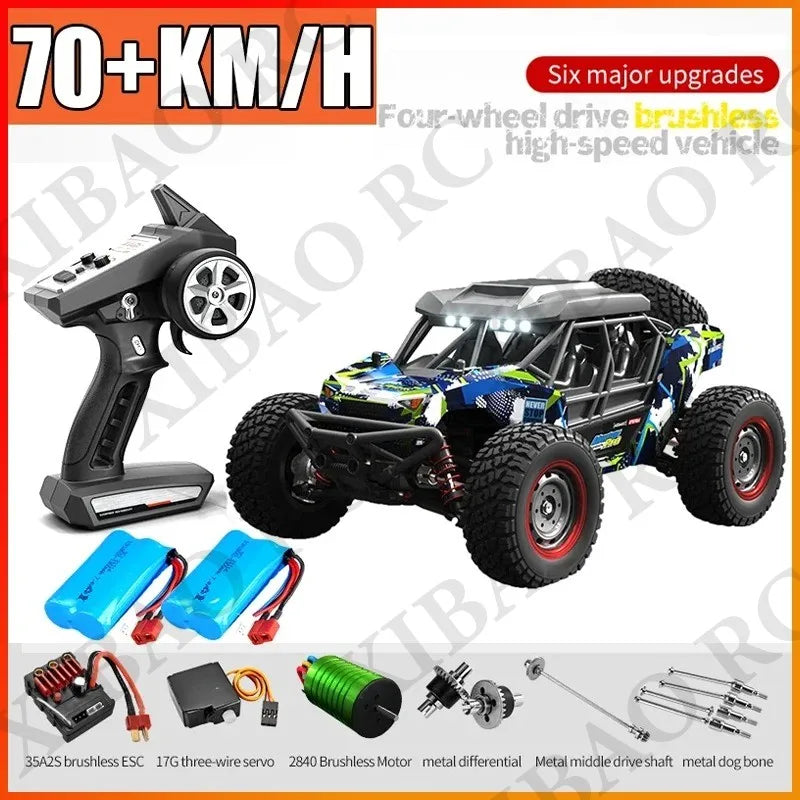 Rc Car Off Road 4x4 High Speed 70KM/H Remote Control Car with LED Headlight Brushless 4WD 1/16 Monster Truck Toys for Boys Gift