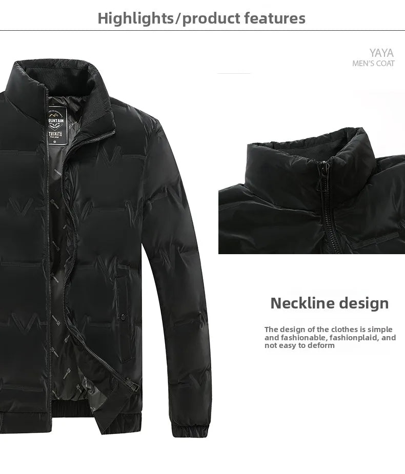 Top Grade Men's 2025 New Bubble Puffer Parka Jacket Windbreaker Coats Short Stand Collar Thickened Quilted Outerwear