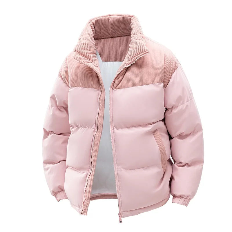 2025 Men's Color-coded Casual Trendy Loose Long Sleeve Hooded Quilted Jackets Male Winter New Fashion Thicken Clothes Coats Tops
