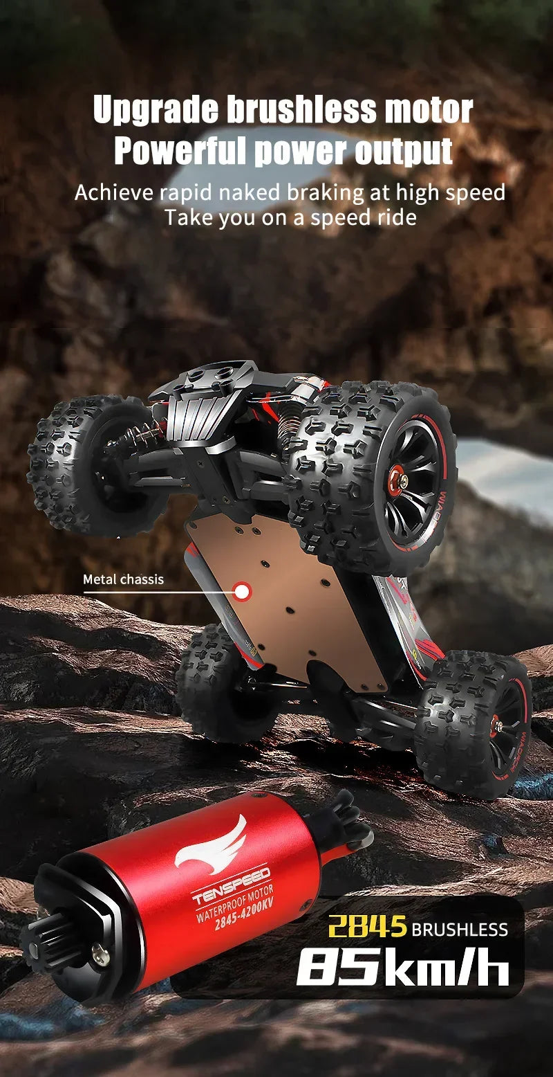 1:16 85KM/H Or 50KM/H 4WD RC Car With LED Remote Control Cars High Speed Drift Monster 4x4 Truck for Kids vs Wltoys 124017 Toys