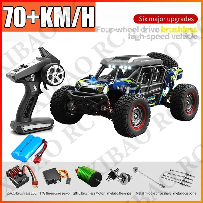 Rc Car Off Road 4x4 High Speed 70KM/H Remote Control Car with LED Headlight Brushless 4WD 1/16 Monster Truck Toys for Boys Gift