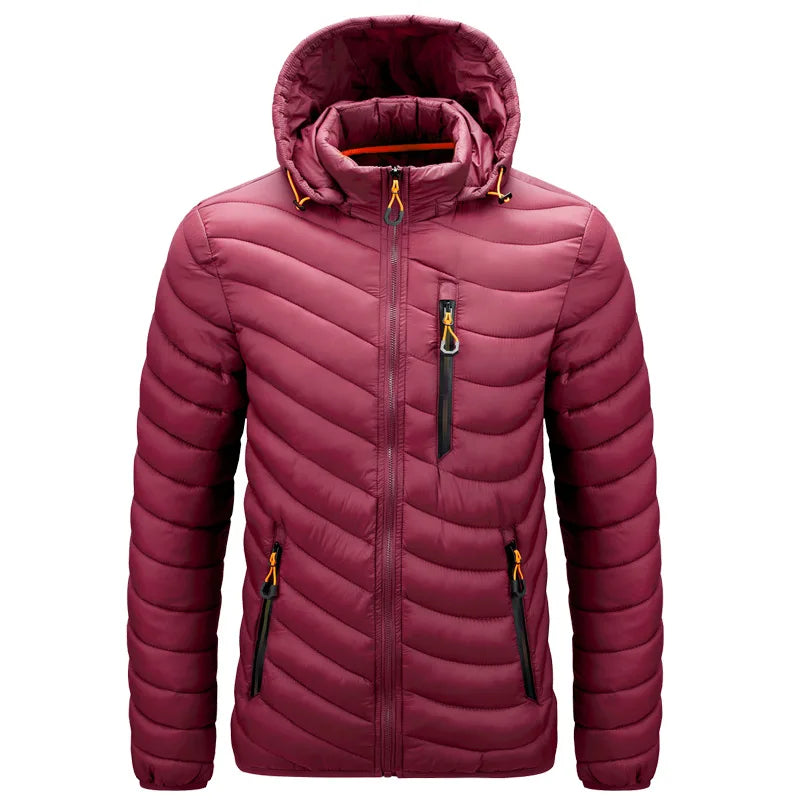 2025 Winter New Men's Lightweight Detachable Hood Cotton Jacket Male Parkas Warm Outdoor Coat Casual Plus Size