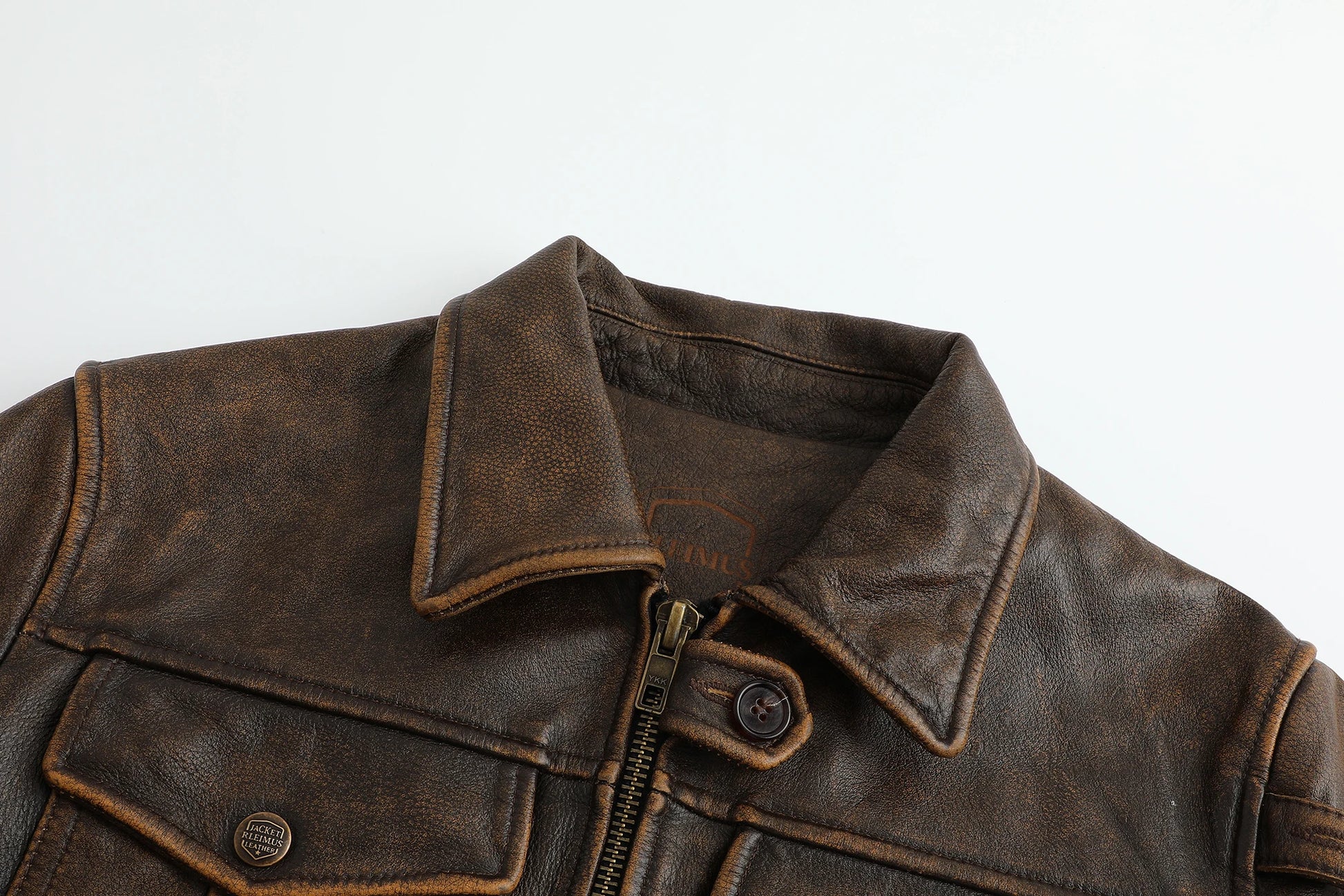 New Top-Layer Cowhide Leather Jacket Men's Four Seasons Motorcycle Leather Jacket Slim-Fit Lapel Multi-Pocket Jacket