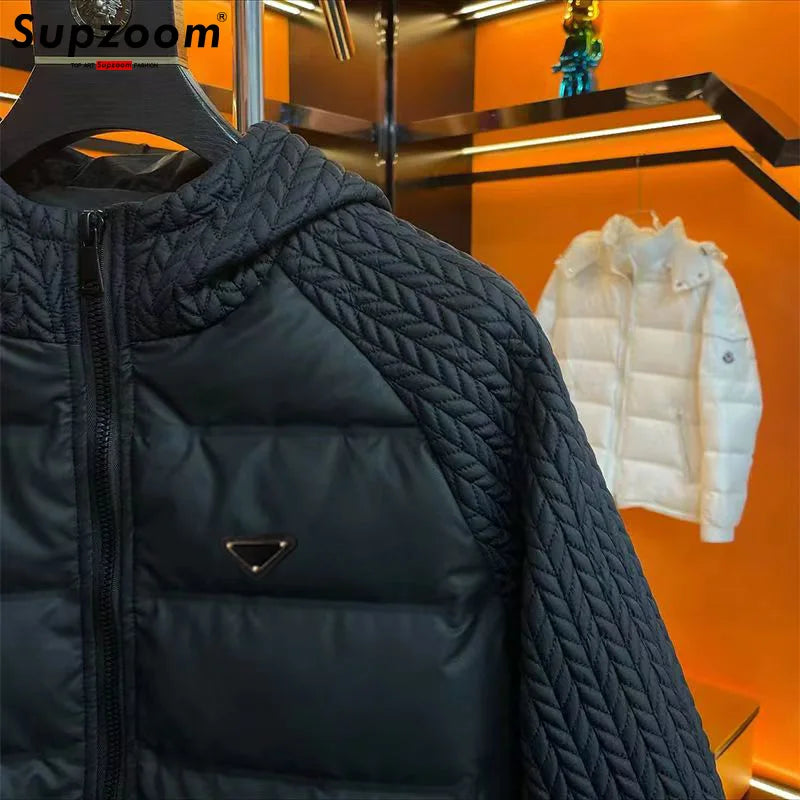 Supzoom New Arrival Casual Triangle Mark Mens Winter Trendy Hooded cotton-padded Suit Couple Cotton-padded Jackets And Coats
