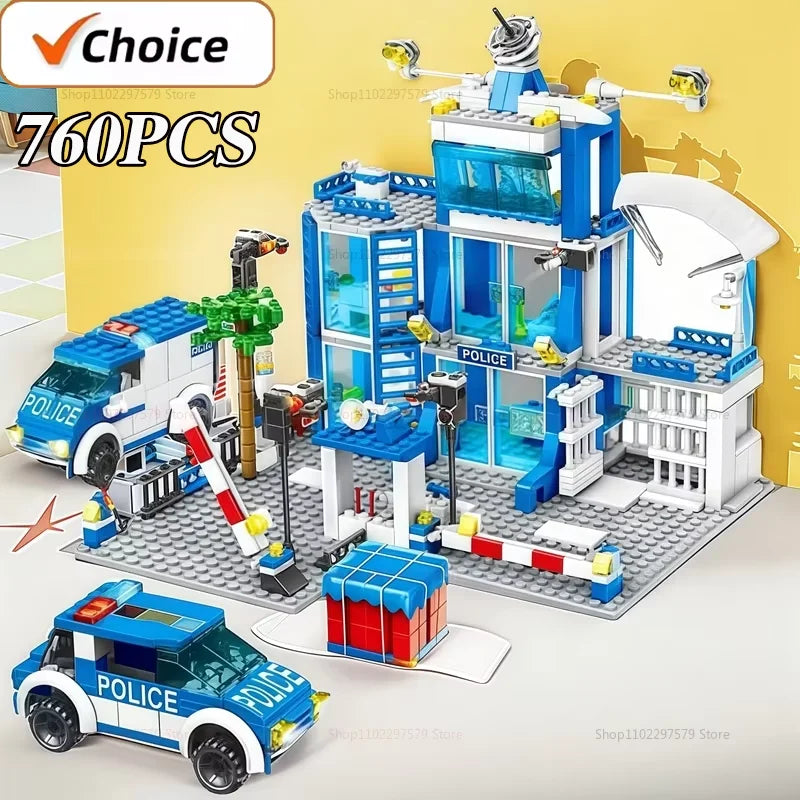 New 760PCS Building Blocks Police Station Military City Construction Set DIY Figures Bricks Educational Toy For Kids Adults Gift
