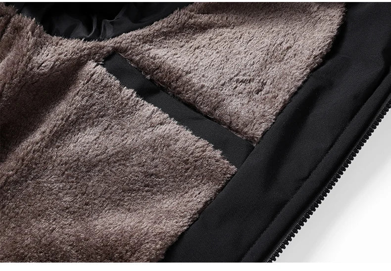 Fleece Jacket for Men 2025 Thick Stand Collar Solid Winter Jacket Men Windproof Warm Business Casual Men Coats High Quality