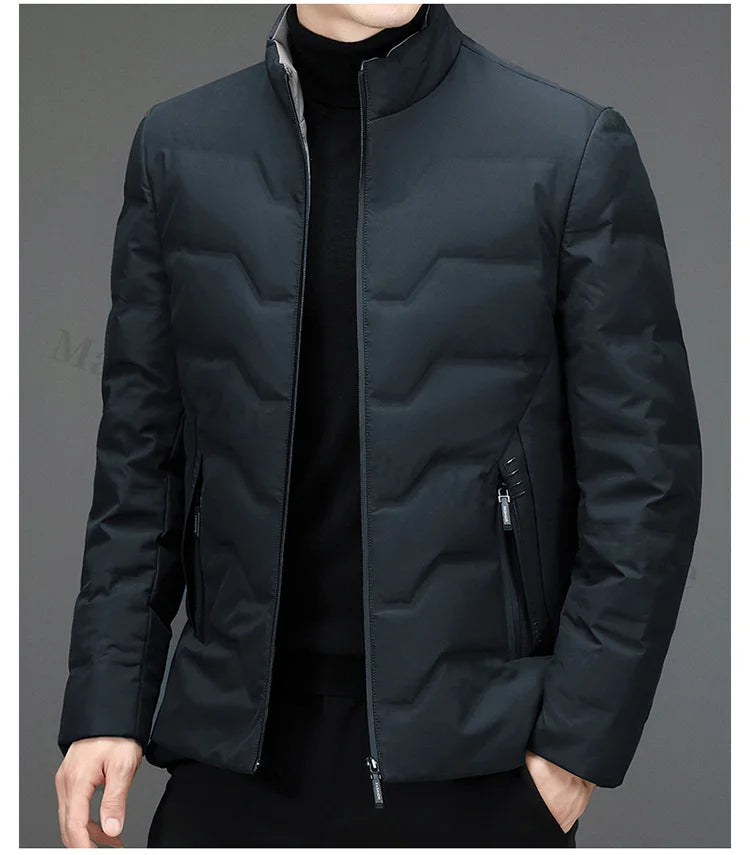 COMXZ Mens Down Jacket 2025 New Classic Solid Color Outdoor Camping Windproof Parka Fashion Lightweight Warm Autumn Winter Coat