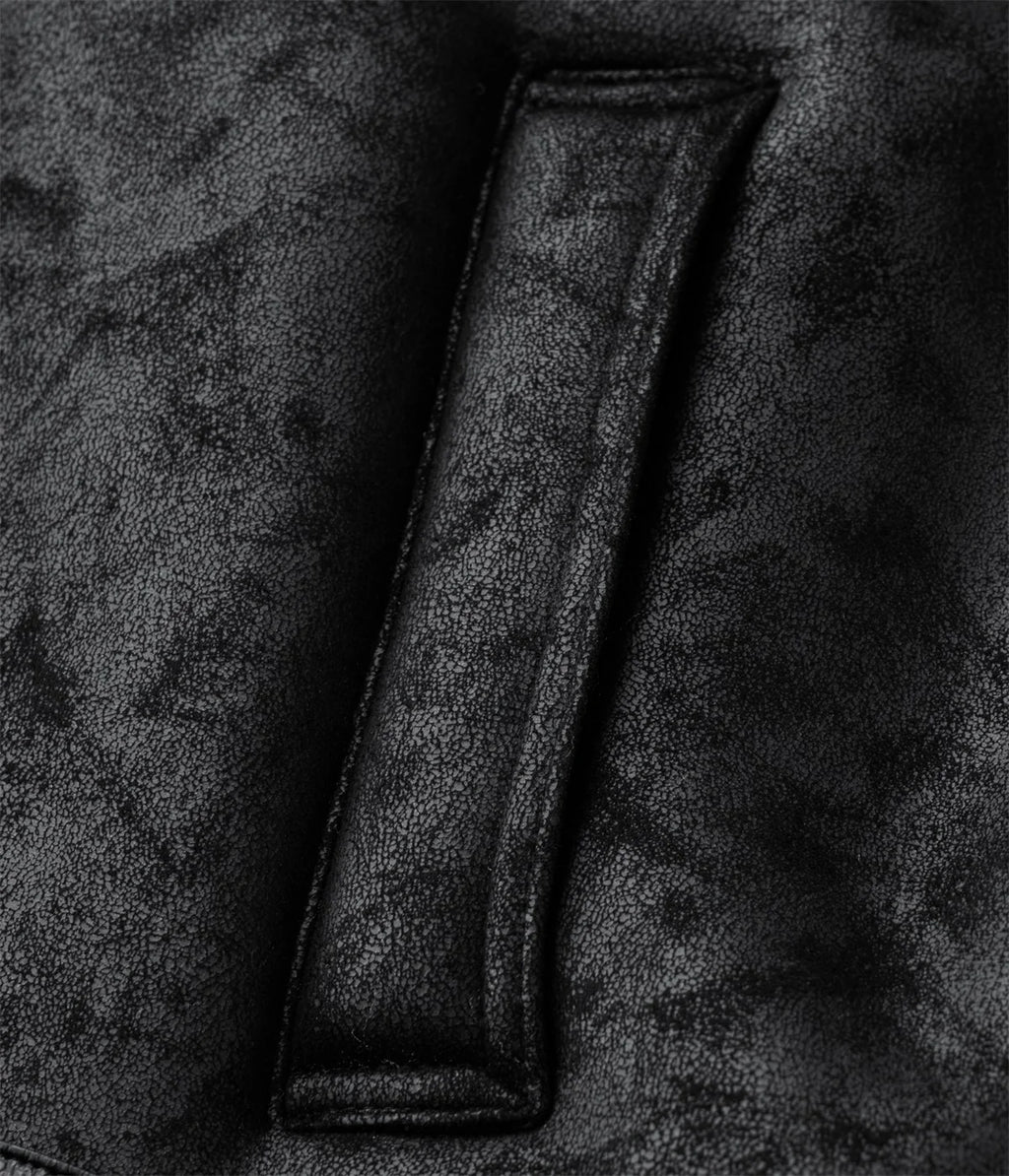 Men's Fleece Leather Motorcycle Short Jacket Imitation Fur Coat High Quality High Appearance Level Fur Integrated Flight Suit
