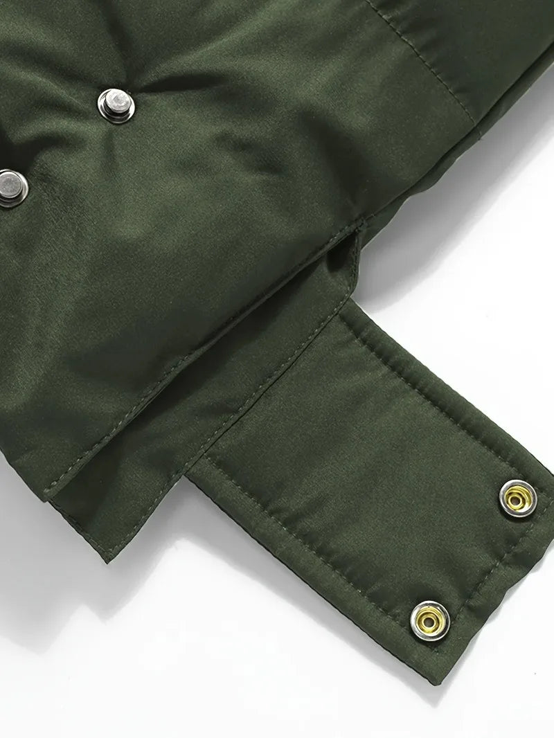 Men'S Heavyweight Winter Coat Windproof Cold Weather Jacket with Full-Length Zipper, Hooded Long Formality, Large Front Pockets