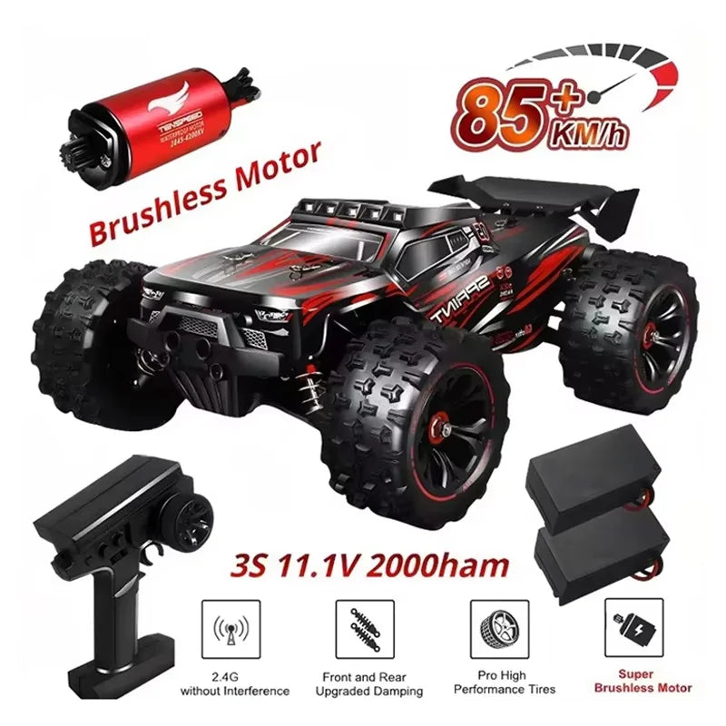 1:16 85KM/H Or 50KM/H 4WD RC Car With LED Remote Control Cars High Speed Drift Monster 4x4 Truck for Kids vs Wltoys 124017 Toys